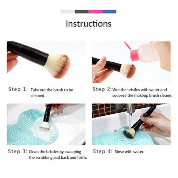 SILICONE GEL MAKEUP BRUSH CLEANING MAT WITH SUCTION CUP 2 PCS - Picture 5 of 12